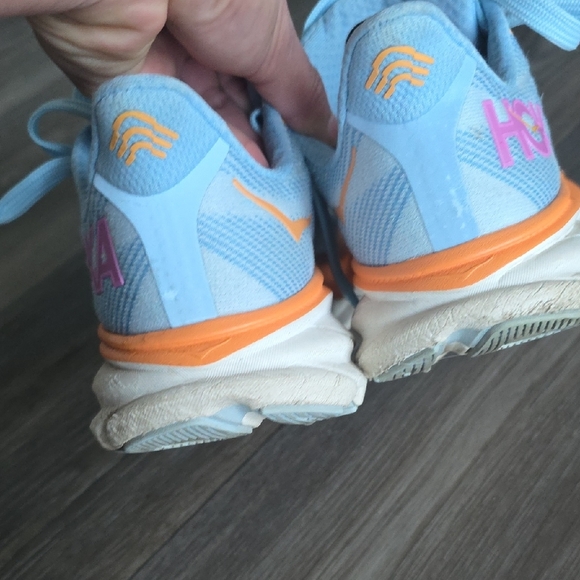 Hoka Light Blue and Orange Athletic Shoes - Picture 4 of 10